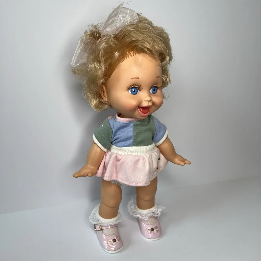 Vintage 1990 Galoob Baby Face So Playful Penny #10 Blue Eyes Pink Outfit